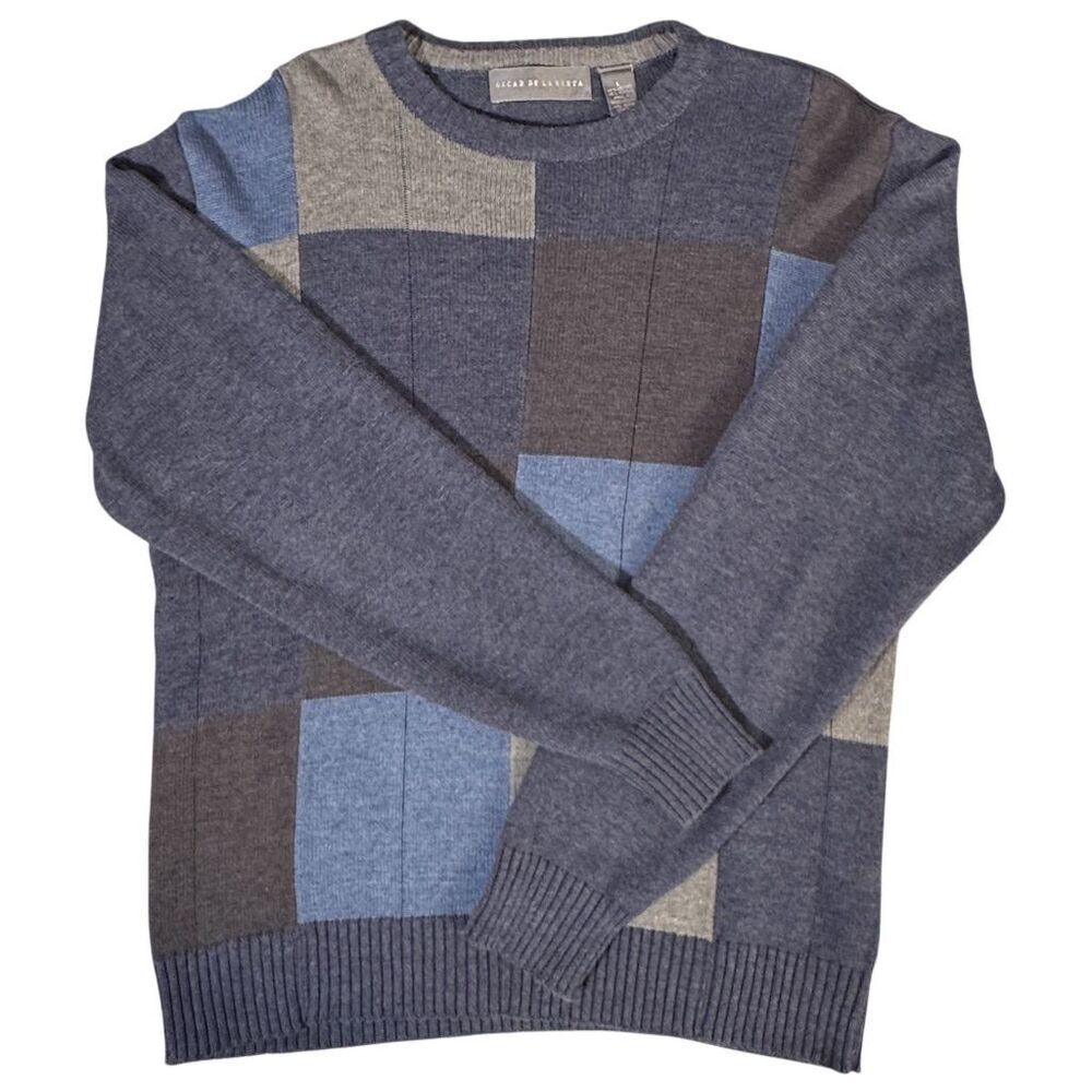 Oscar de la Renta Men's Color Block Pullover Sweater Size Large Multicolor